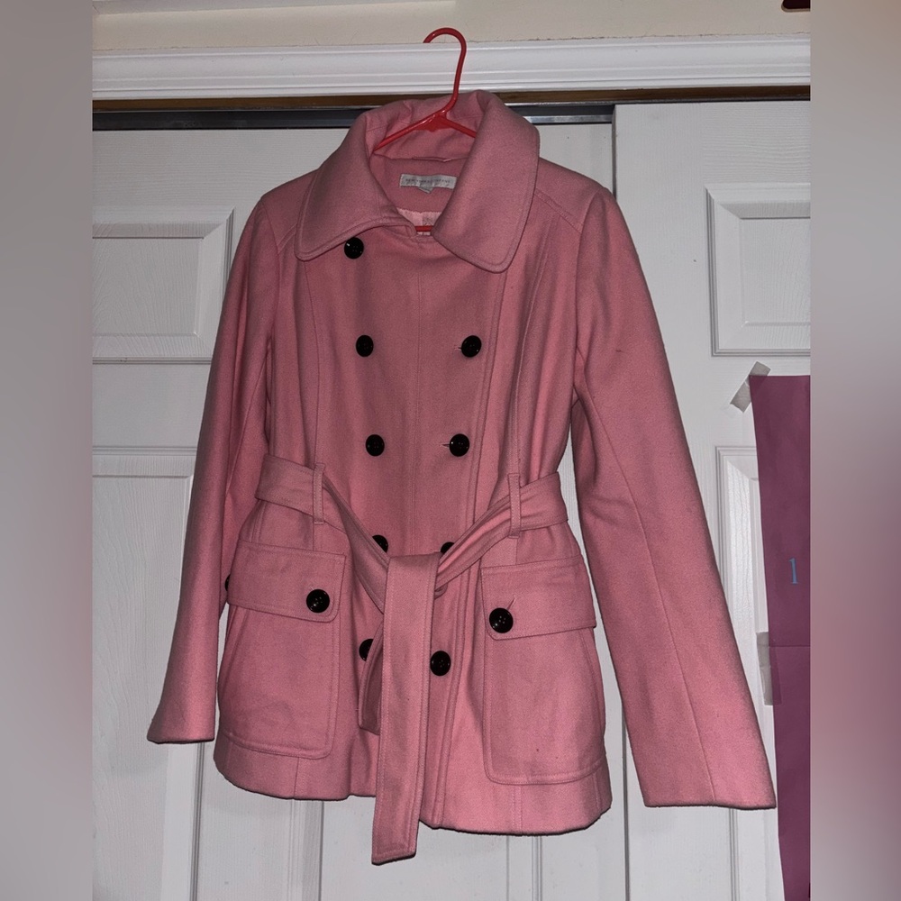 New York & Company Wool Pink Pea Coat